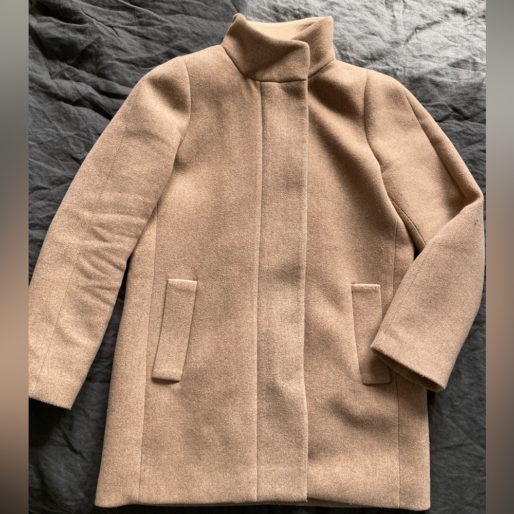 J Crew Mercantile Pea Coat Full Zip Jacket, Size 6, Color Camel/Tan